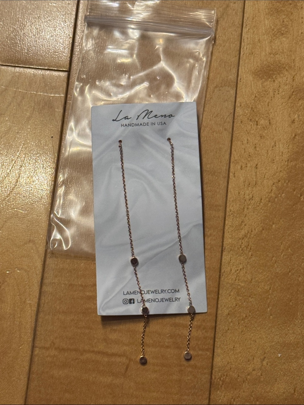 La Meno Rose Gold Threader Earrings - Delicate Long Chain Drop